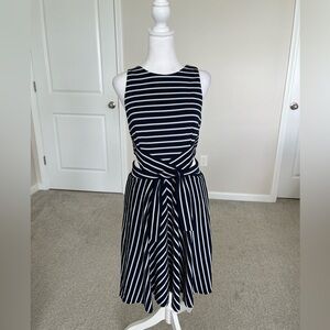 NWT Anthropologie Hutch Blue and White Striped Belted Dress Size Medium
